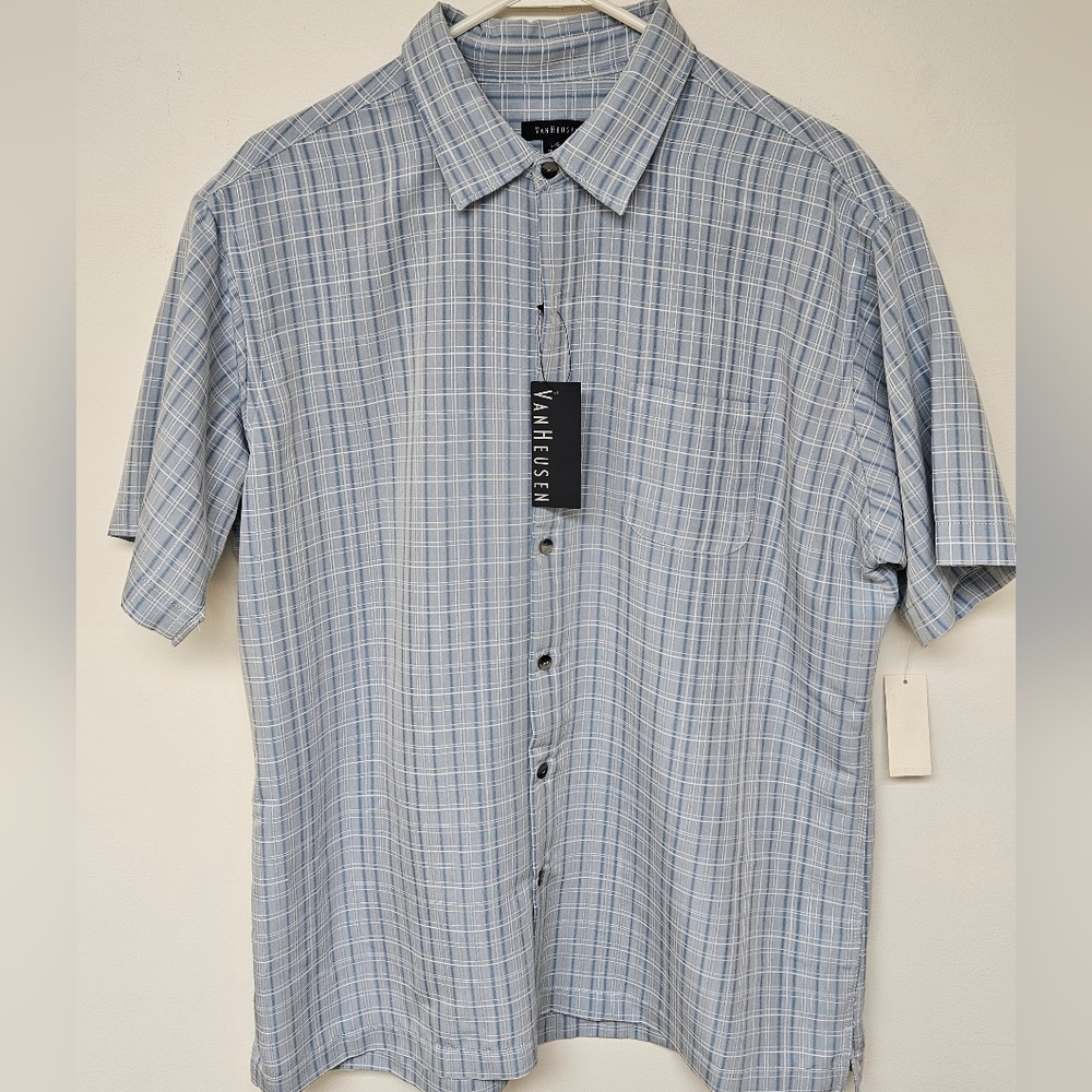 NWT Van Heusen Men's Light Blue Checkered Shirt